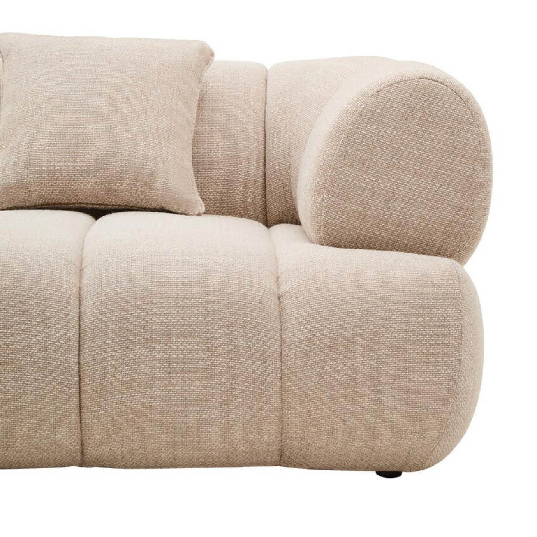 Ordona Cream Linen 3 Seater Curved Sofa