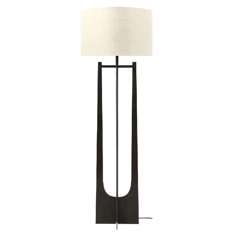 Glenthorpe Hammered Iron Floor Lamp Gilded Oak Finish with Irish Linen Shade