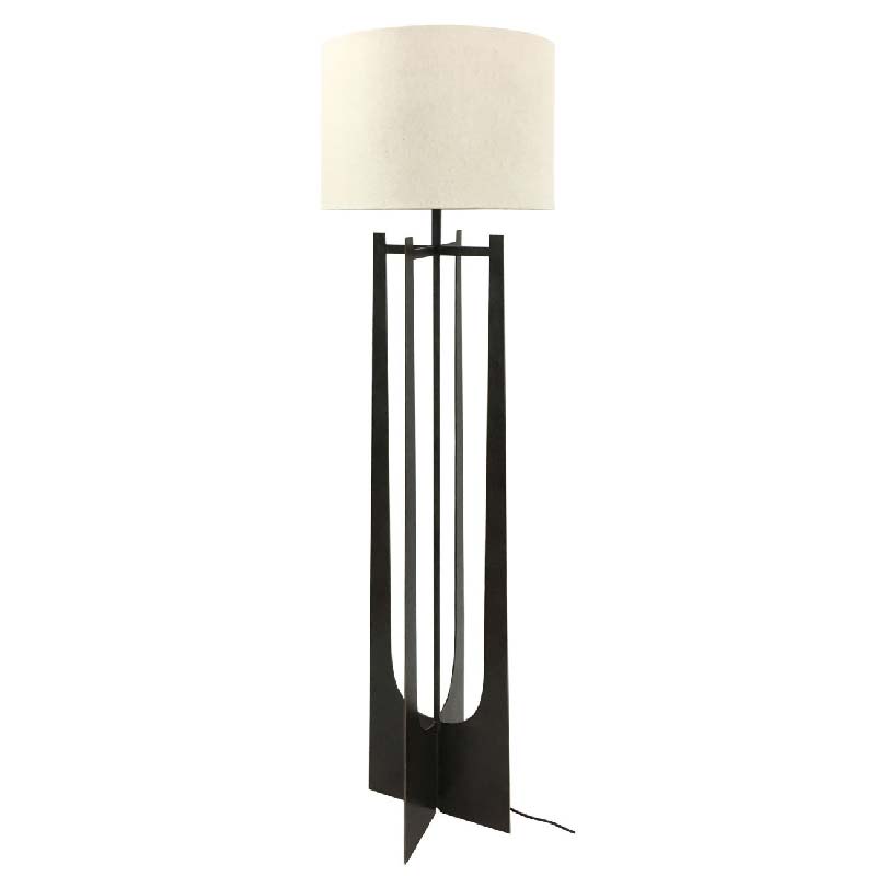 Glenthorpe Hammered Iron Floor Lamp Gilded Oak Finish with Irish Linen Shade