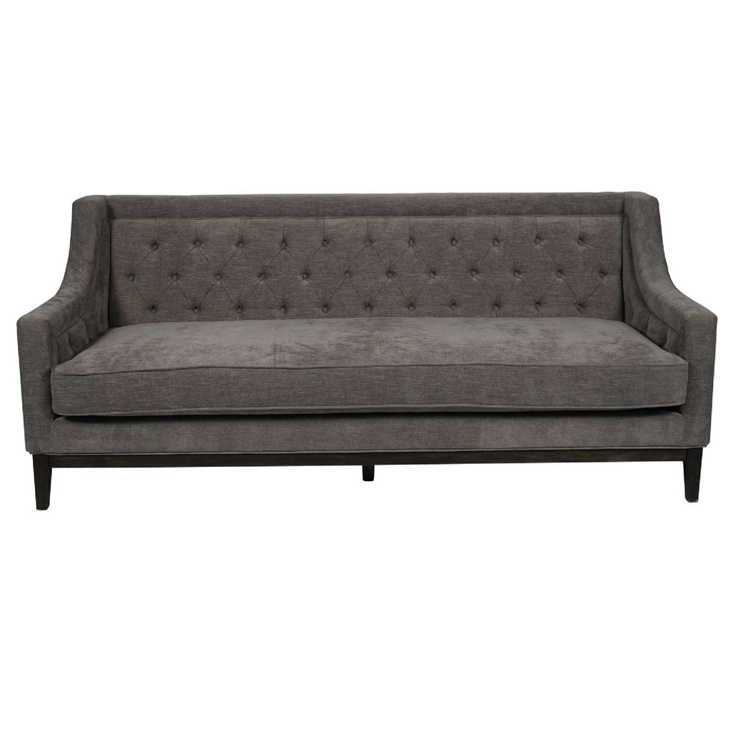Theodore Buttoned Sofa in Warm Grey Fabric 200cm
