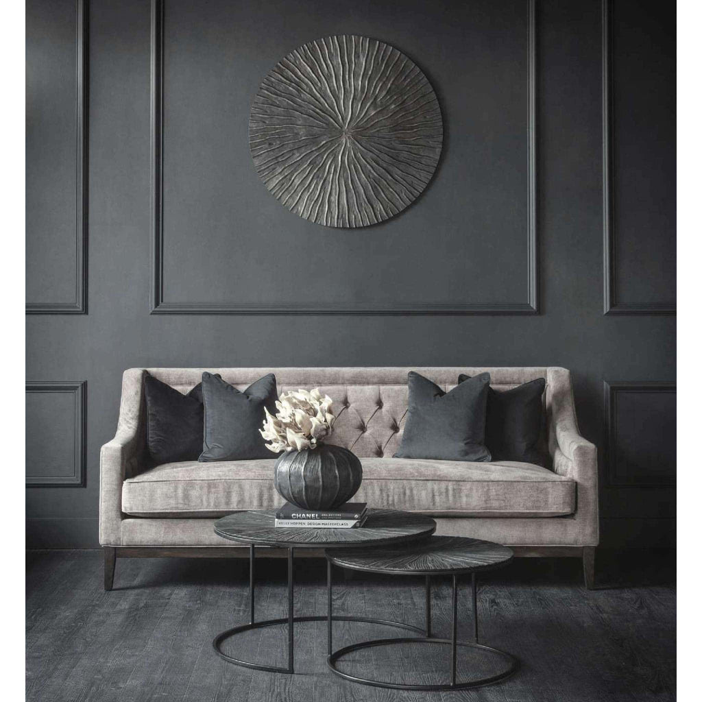 Theodore Buttoned Sofa in Warm Grey Fabric 200cm