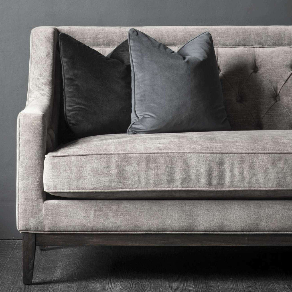 Theodore Buttoned Sofa in Warm Grey Fabric 200cm