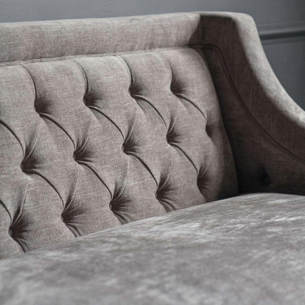 Theodore Buttoned Sofa in Warm Grey Fabric 200cm