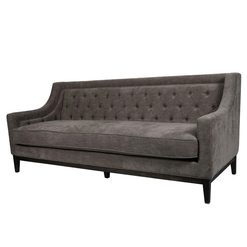 Theodore Buttoned Sofa in Warm Grey Fabric 200cm