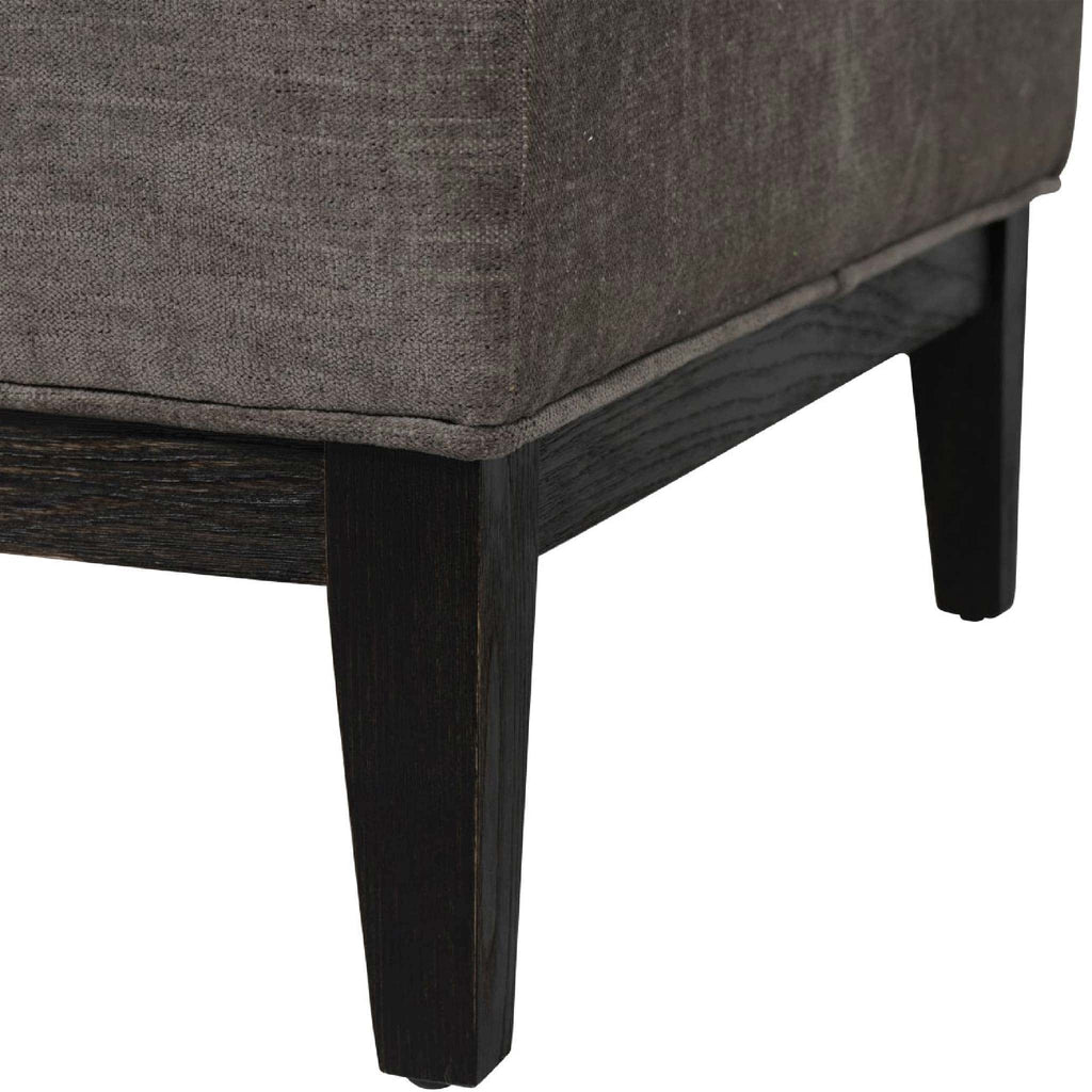 Theodore Buttoned Footstool in Warm Grey Fabric 81x61cm