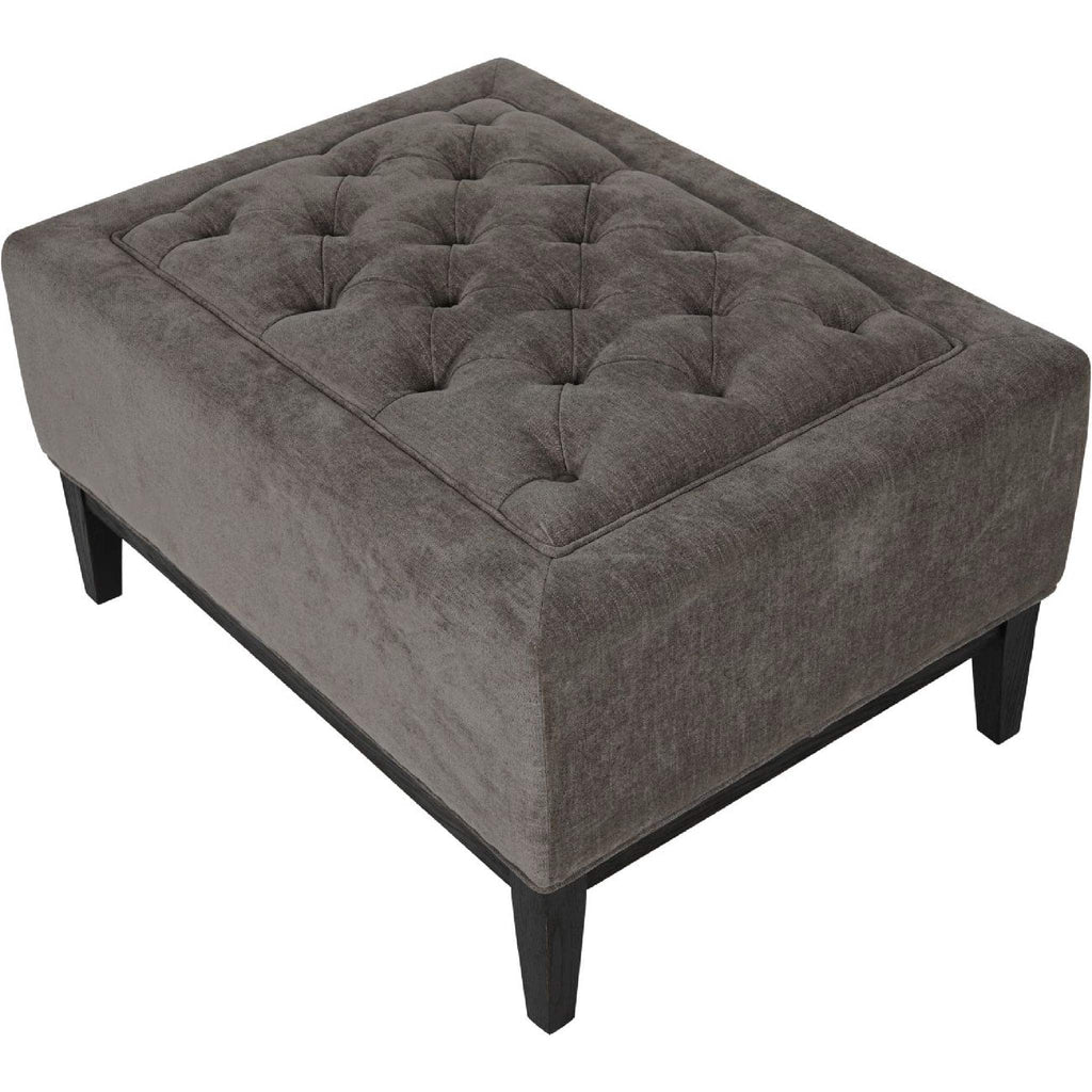 Theodore Buttoned Footstool in Warm Grey Fabric 81x61cm