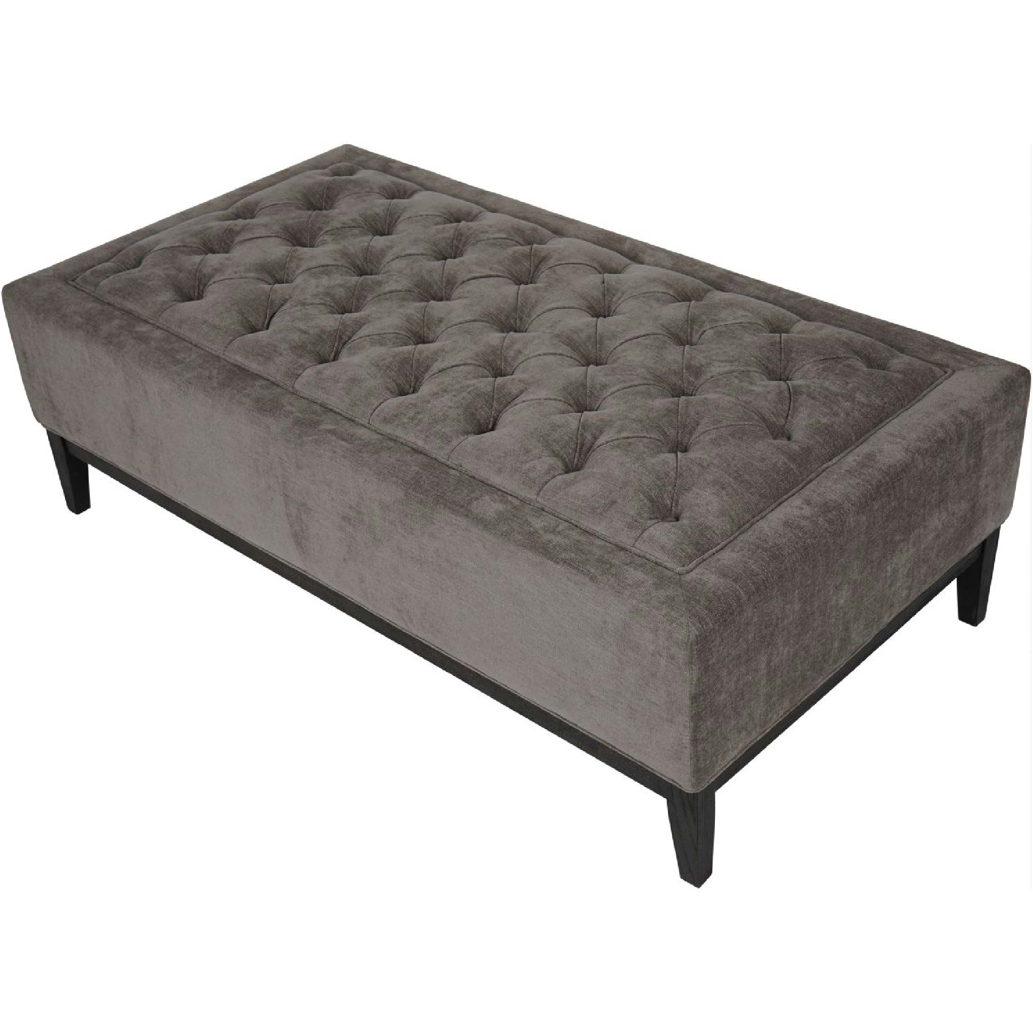 Theodore Buttoned XL Ottoman in Warm Grey Fabric 140x75cm