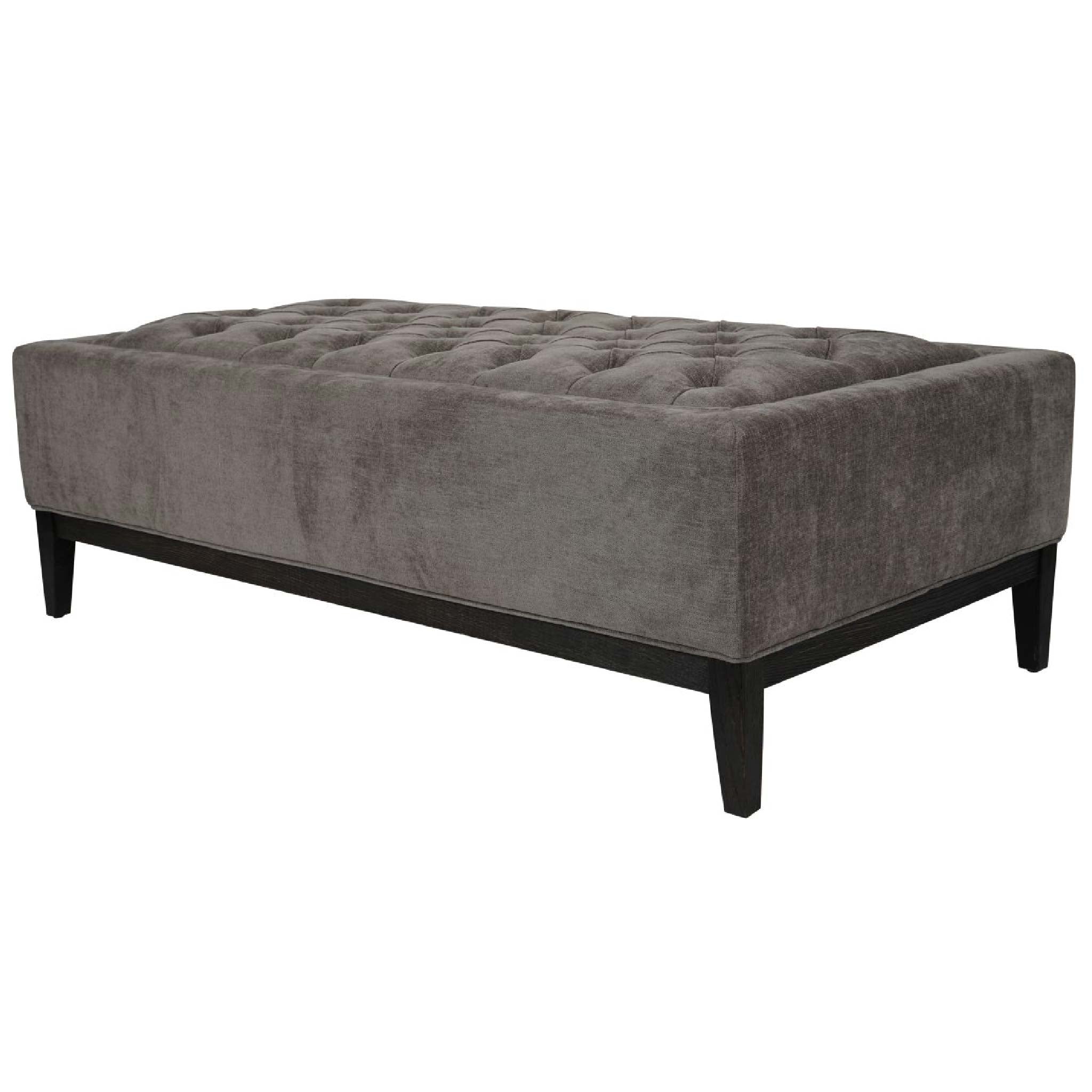 Theodore Buttoned XL Ottoman in Warm Grey Fabric 140x75cm