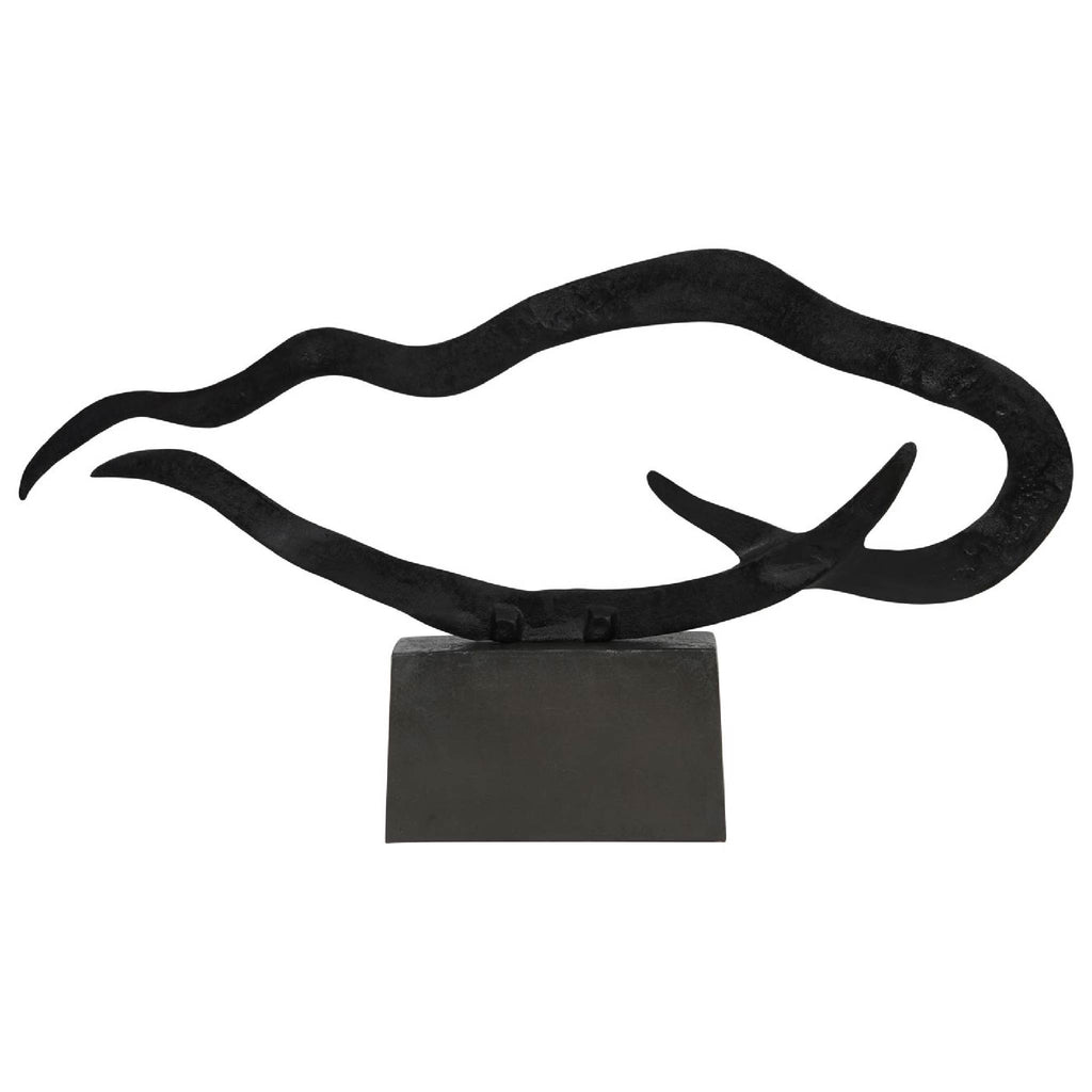 Isla Large Textured Black Aluminium Abstract Sculpture