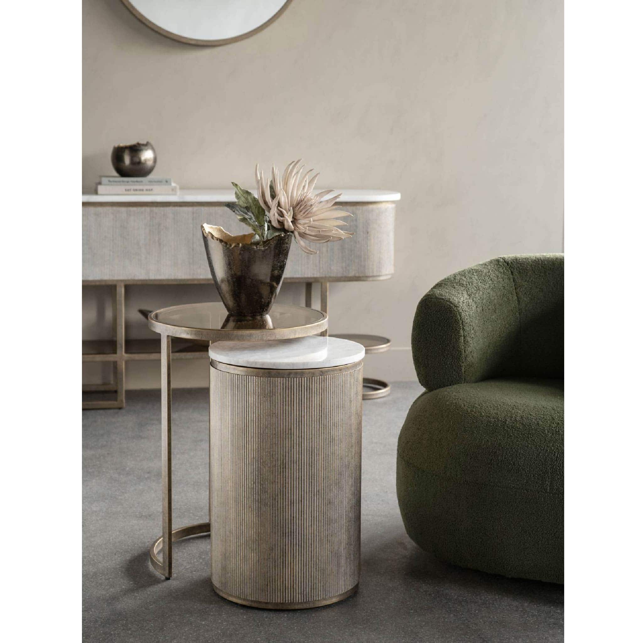 Belvedere Aged Gold Set of 2 Nesting Side Tables