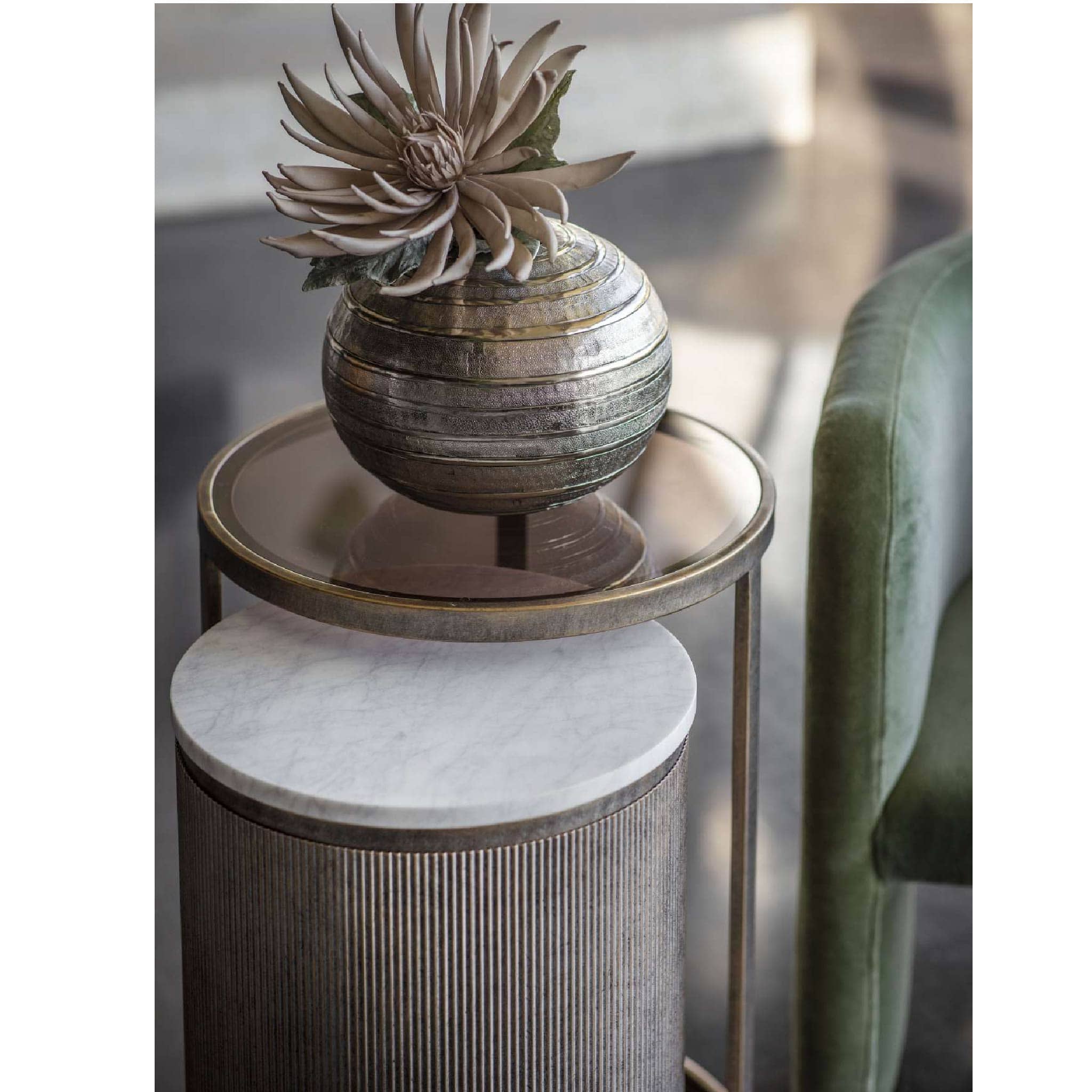 Belvedere Aged Gold Set of 2 Nesting Side Tables