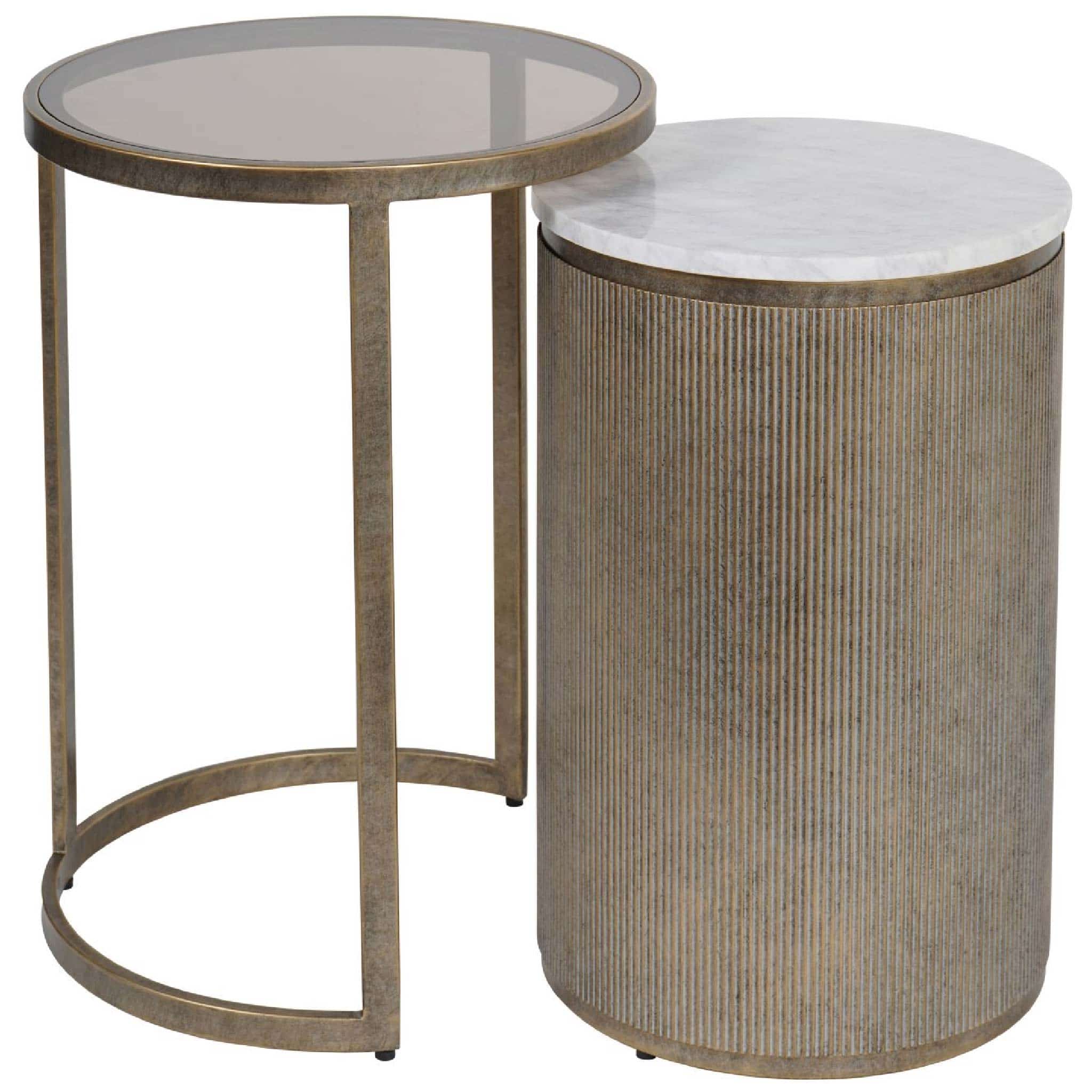 Belvedere Aged Gold Set of 2 Nesting Side Tables