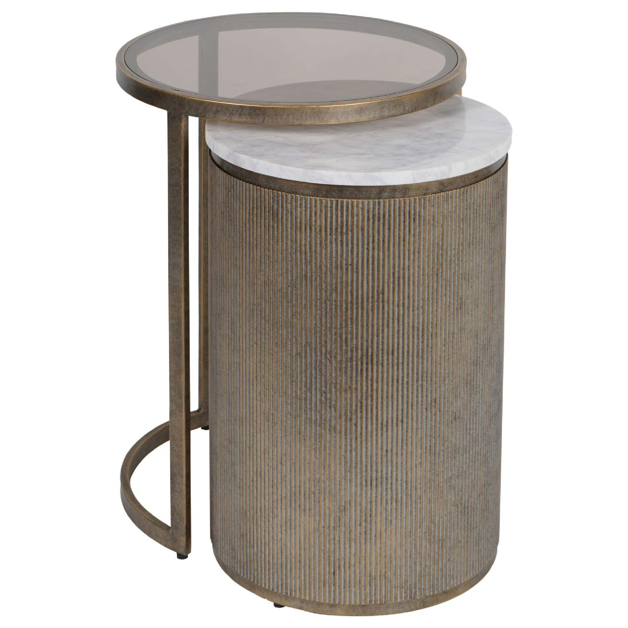Belvedere Aged Gold Set of 2 Nesting Side Tables