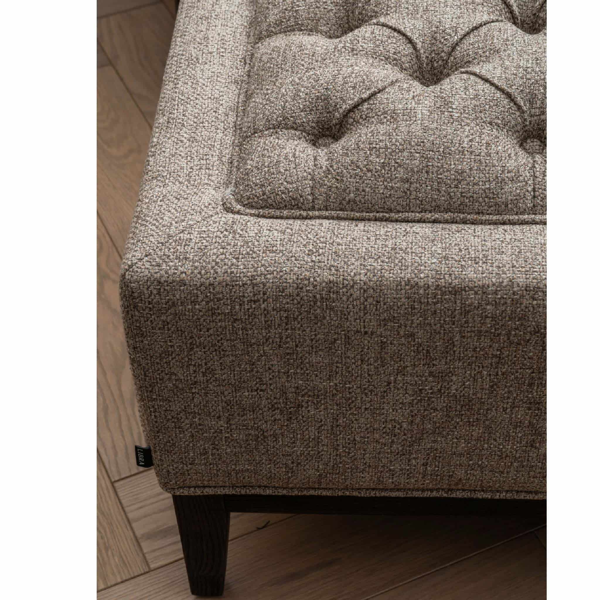 Theodore Buttoned Footstool Dark Taupe