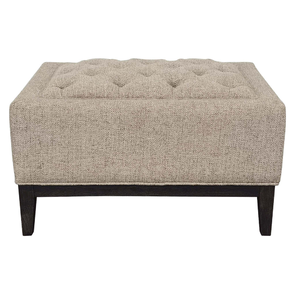 Theodore Buttoned Footstool Dark Taupe