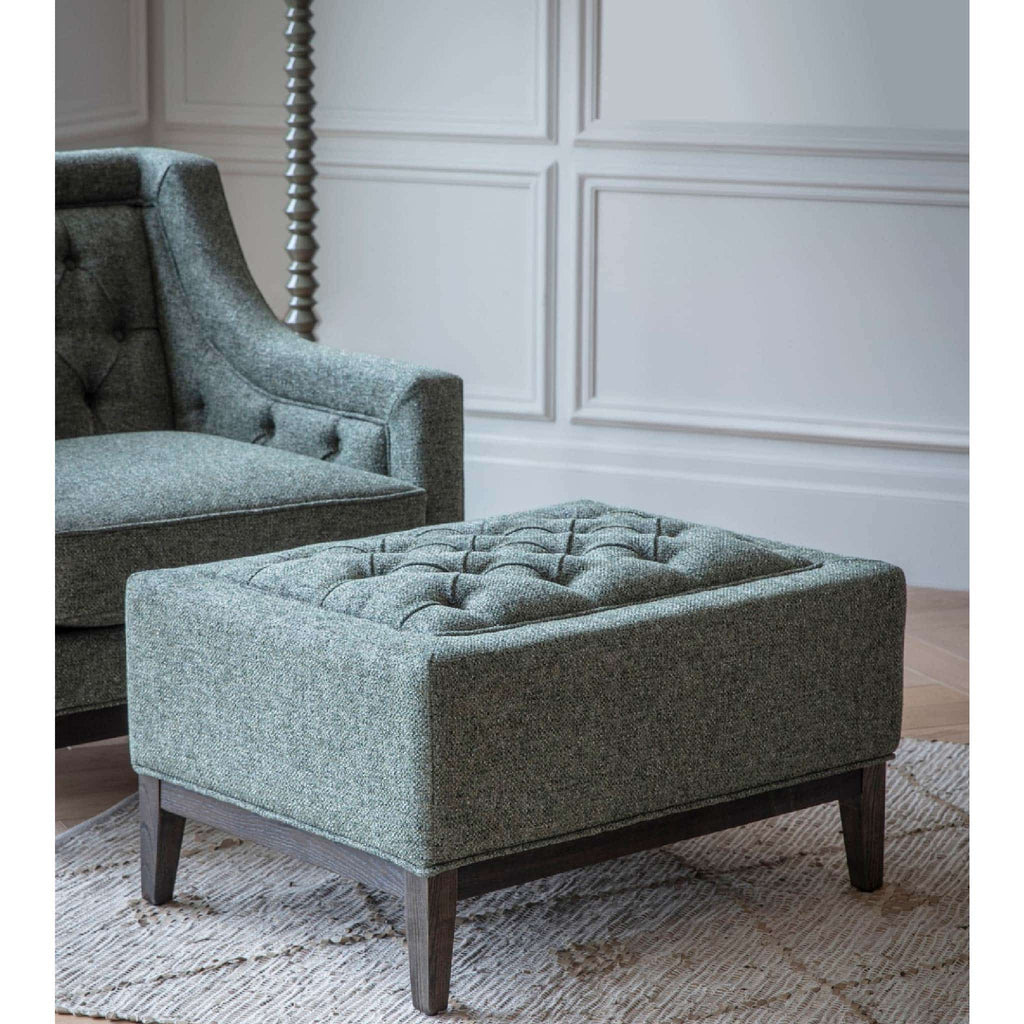 Theodore Buttoned Footstool Forest Green