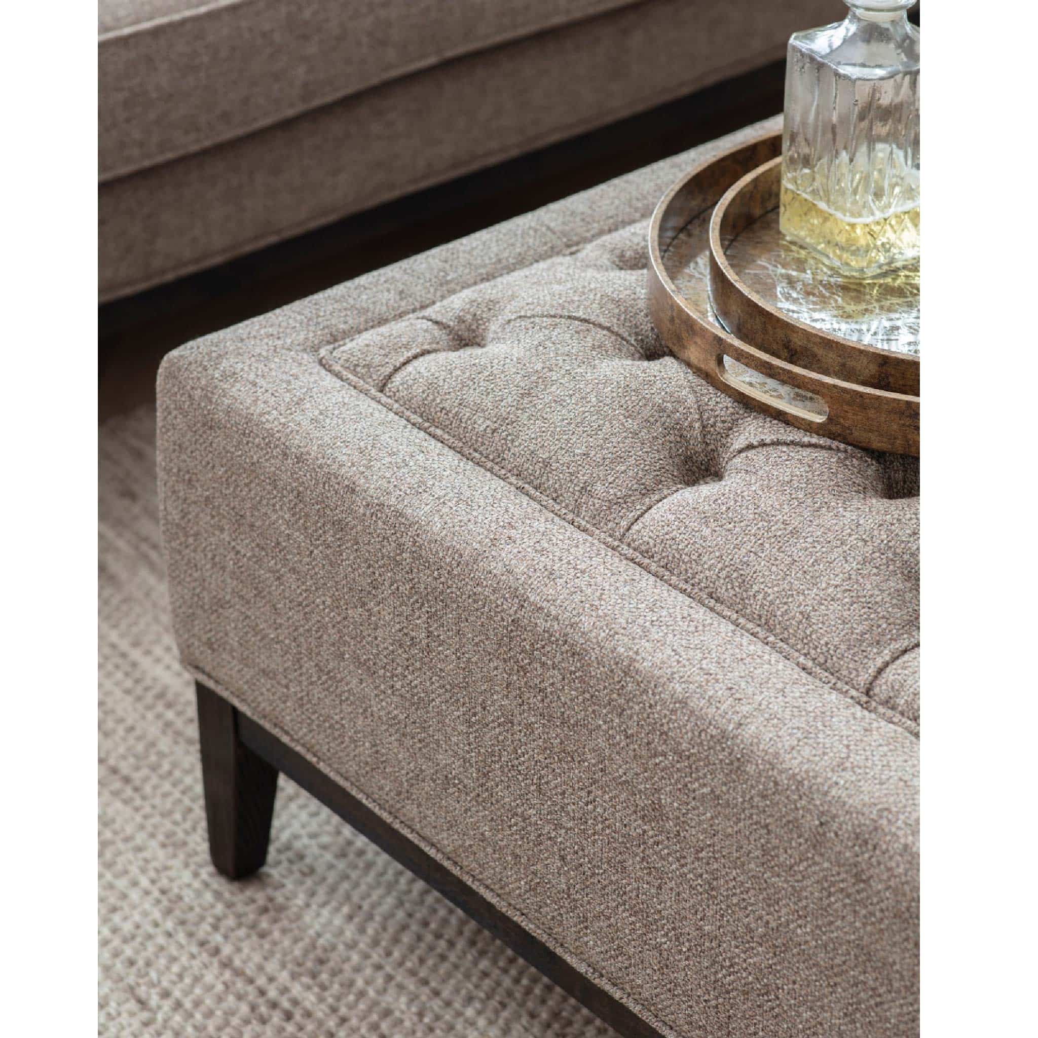 Theodore Buttoned XL Ottoman Dark Taupe
