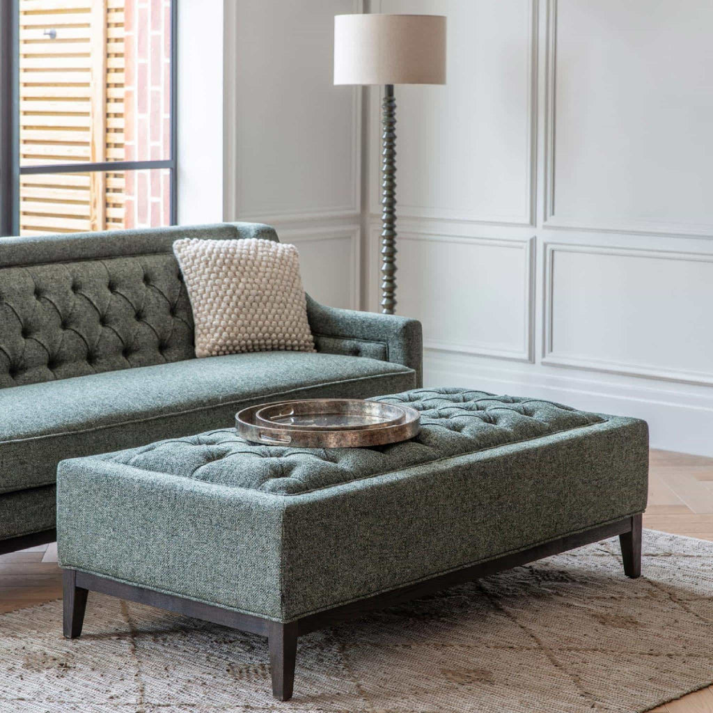 Theodore Buttoned XL Ottoman Forest Green