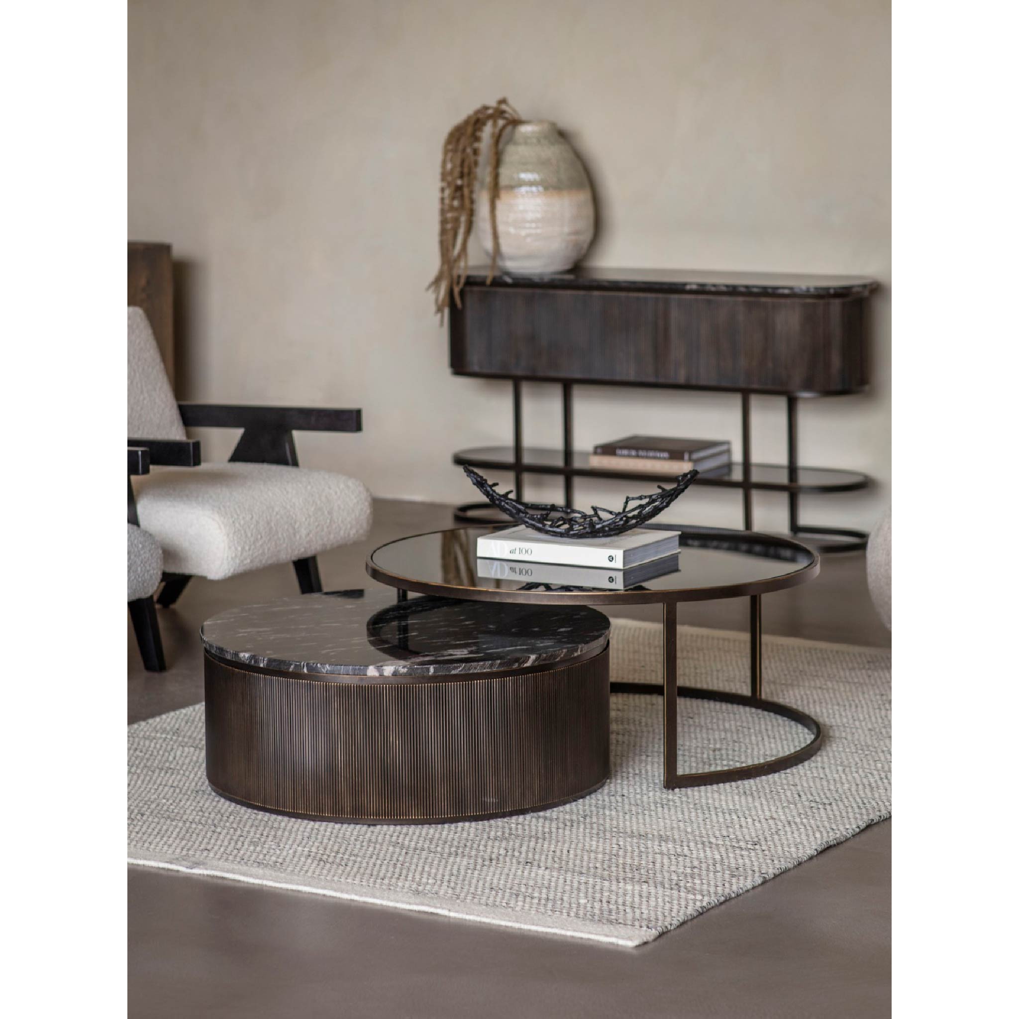 Belvedere Black Set of 2 Nesting Coffee Tables