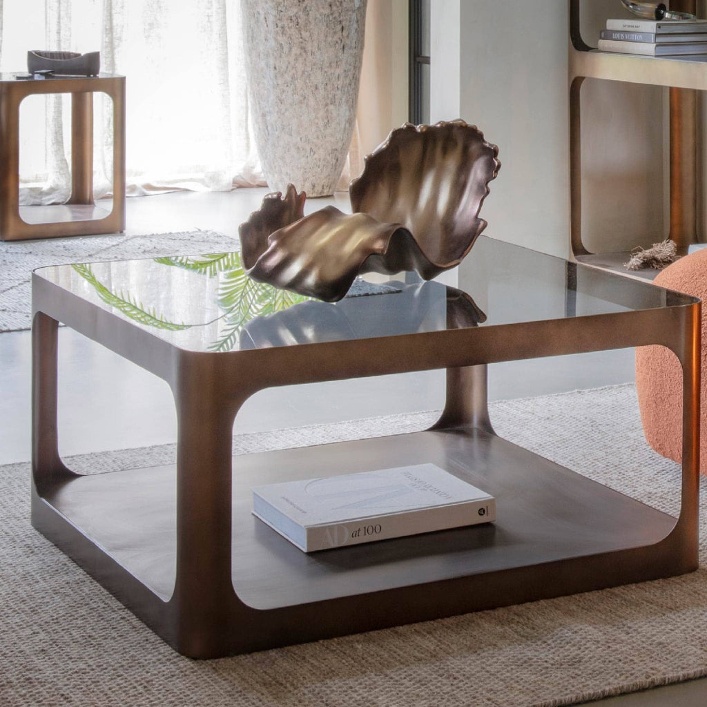Thorpe Metal and Glass Square Coffee Table
