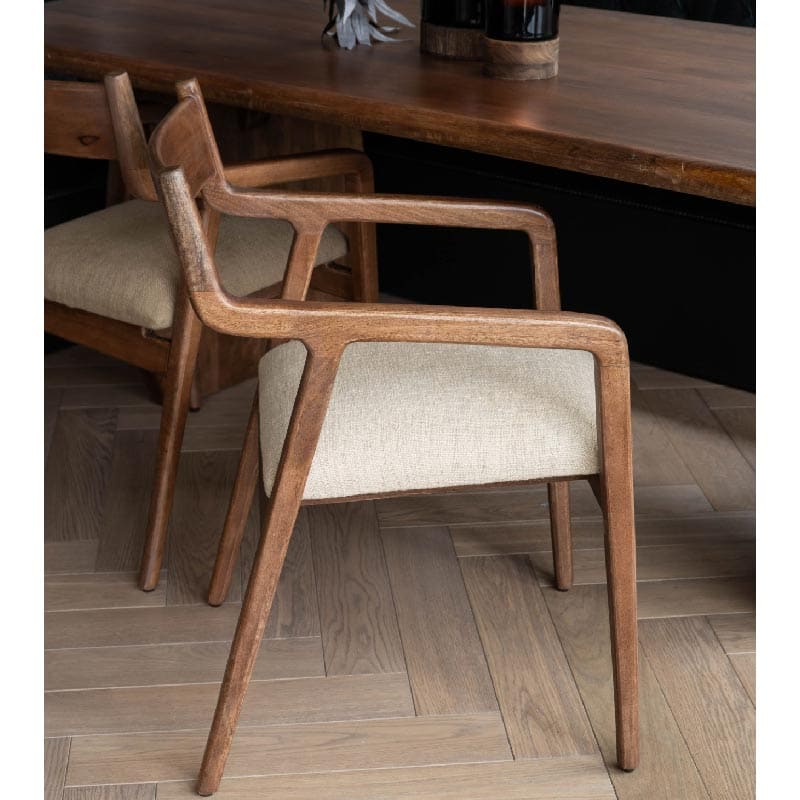 Monterey Wooden Upholstered Dining Chair in Beige 