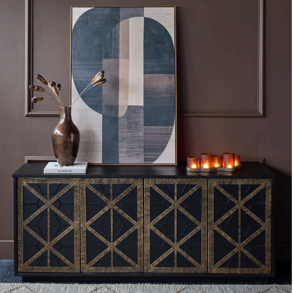 Reeno Fretwork 4 Door Buffet Sideboard