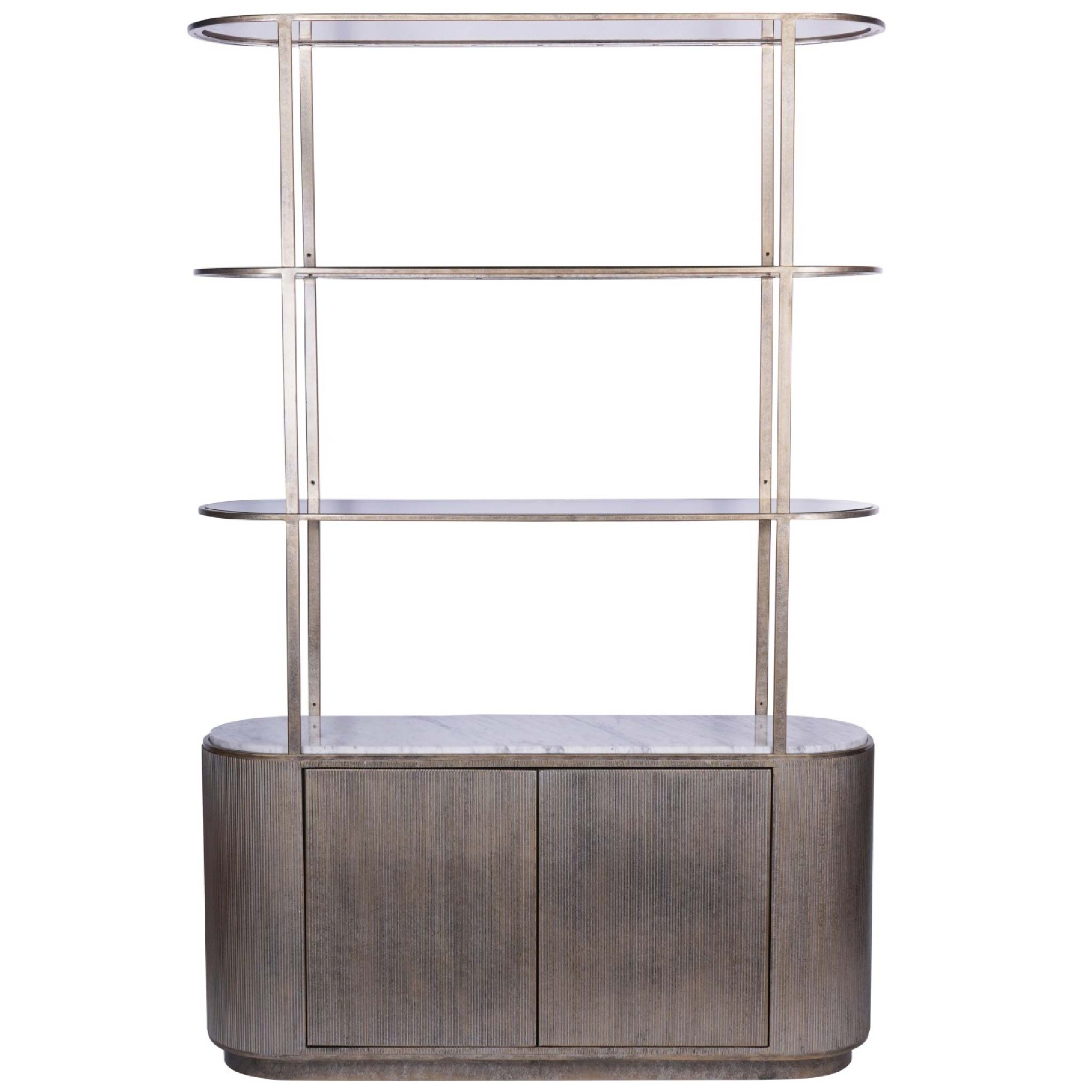 Belvedere Aged Gold Shelving Unit With Storage