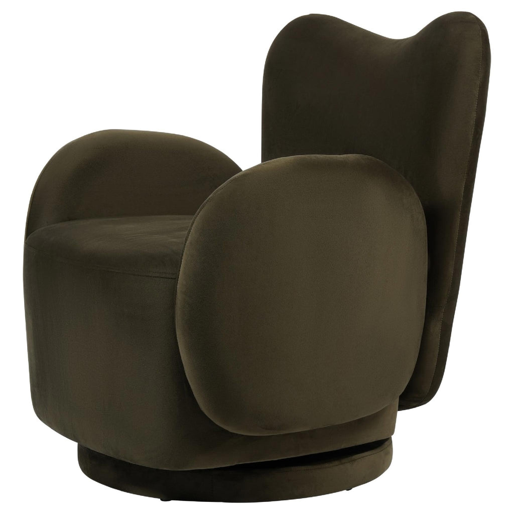 Libra Interiors Bingham Velvet Green Upholstered Swivel Chair