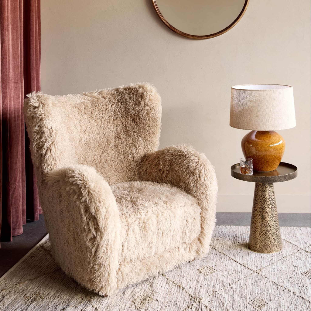 Libra Interiors Wallace Faux Sheepskin Fluffy Faux Fur Armchair Chair