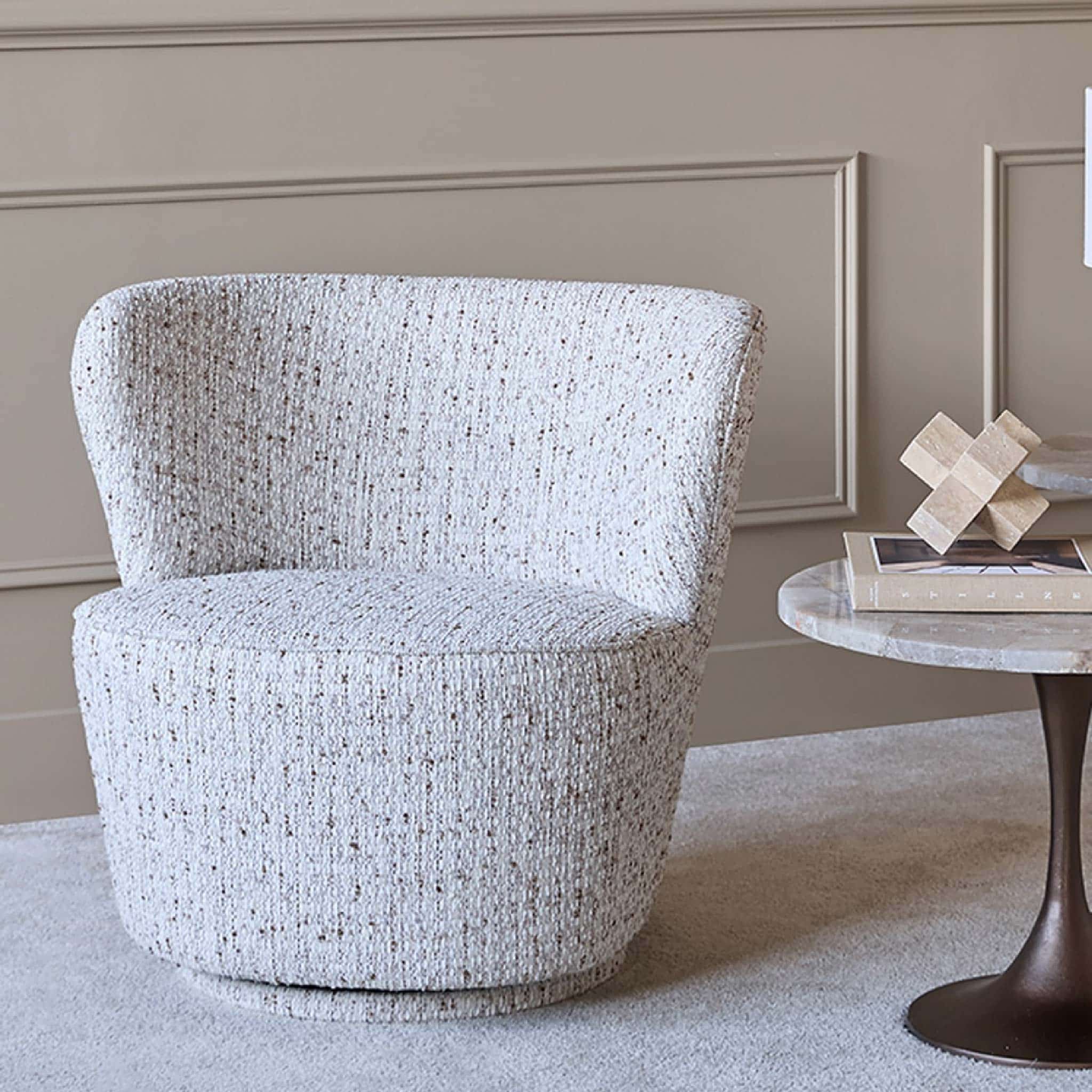 Roehampton Textured Slub Swivel Chair Natural