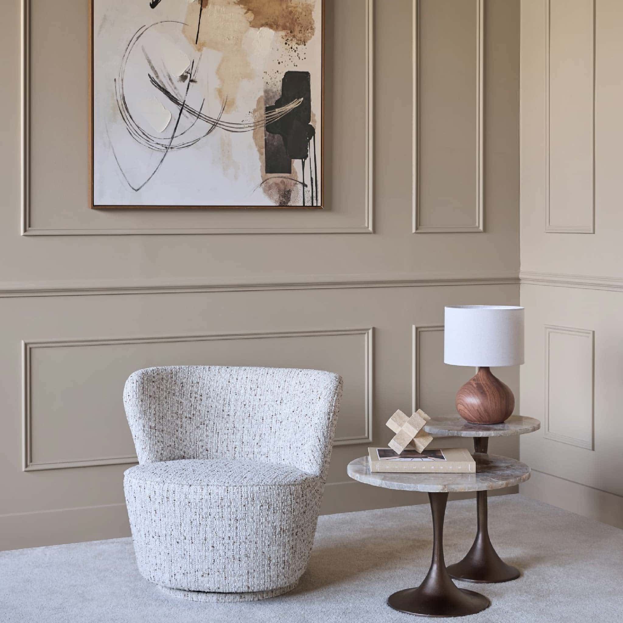 Roehampton Textured Slub Swivel Chair Natural