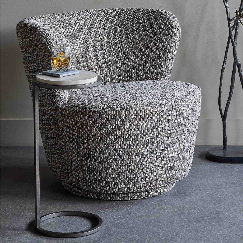 Roehampton Textured Slub Swivel Chair Mocha