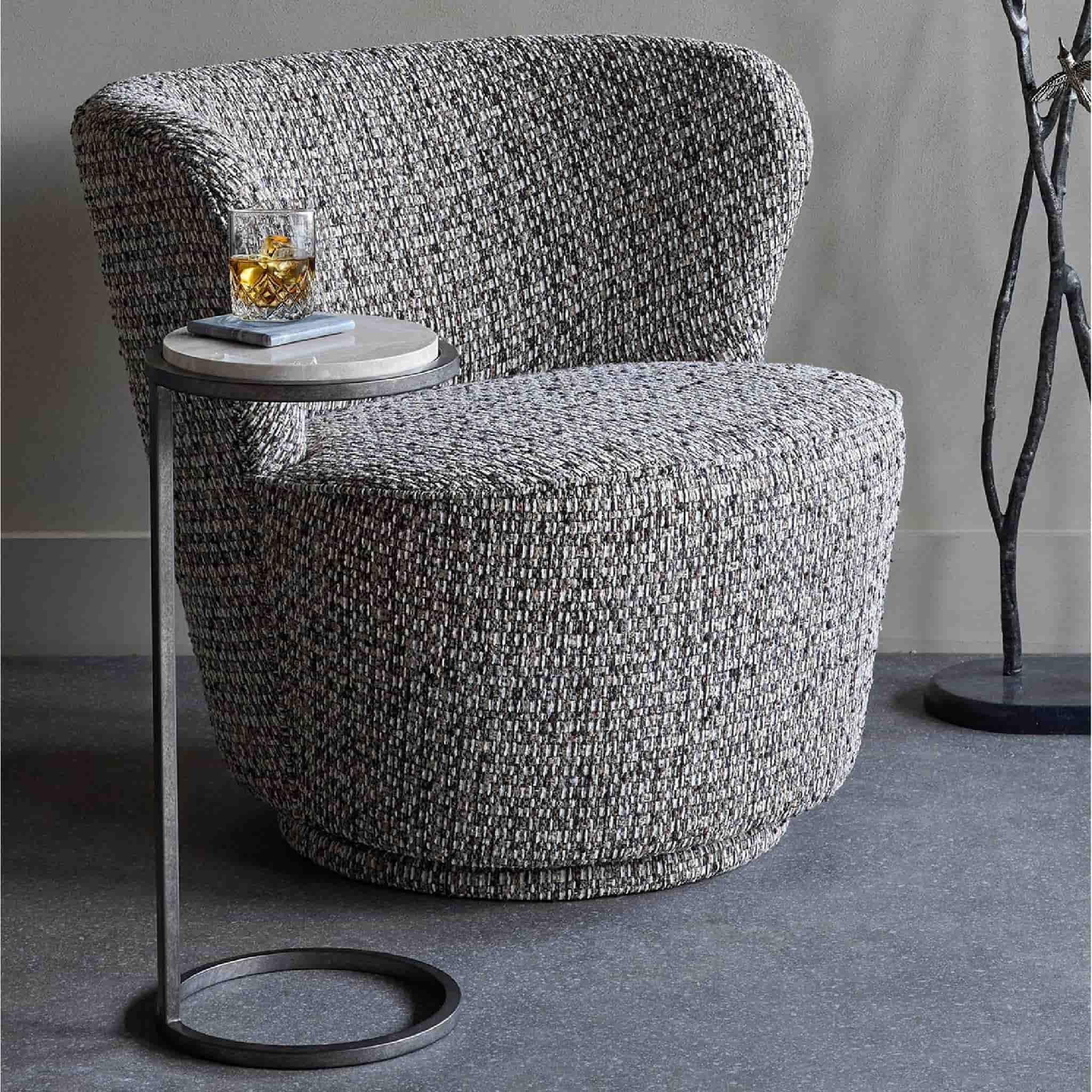 Roehampton Textured Slub Swivel Chair Mocha