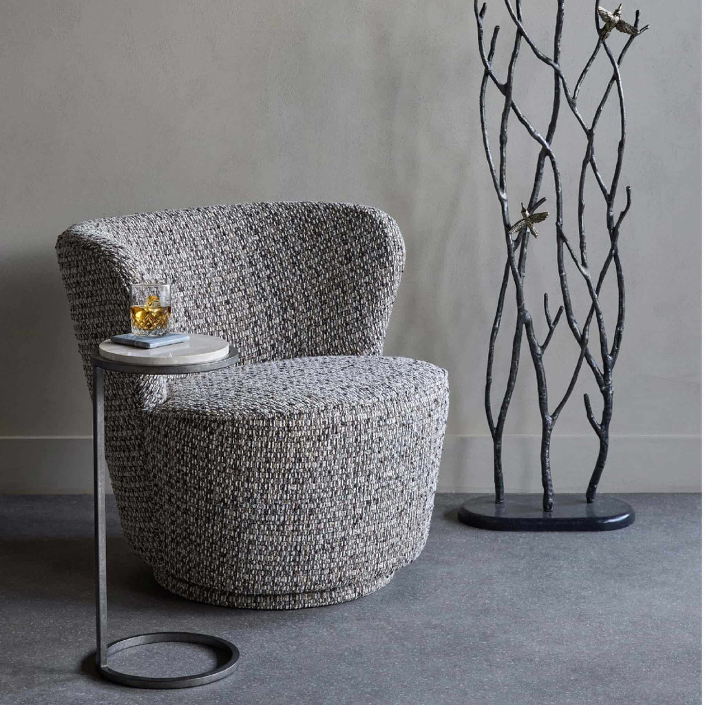Roehampton Textured Slub Swivel Chair Mocha