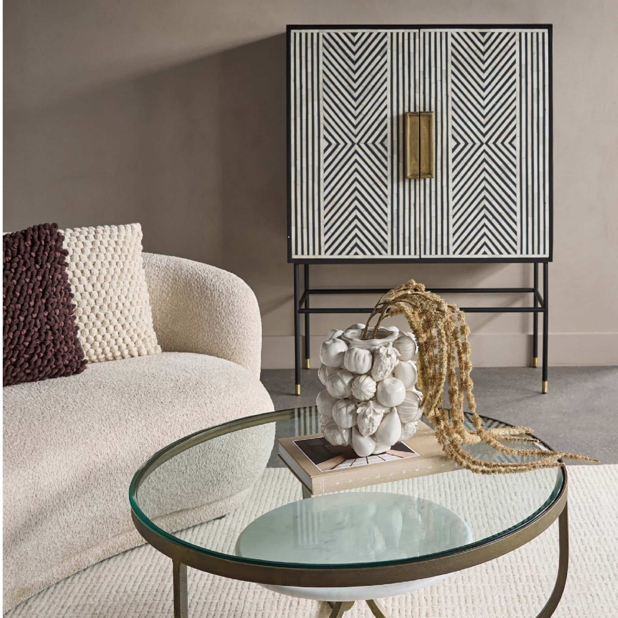 Delaney Bone Inlay Tall Storage Cabinet