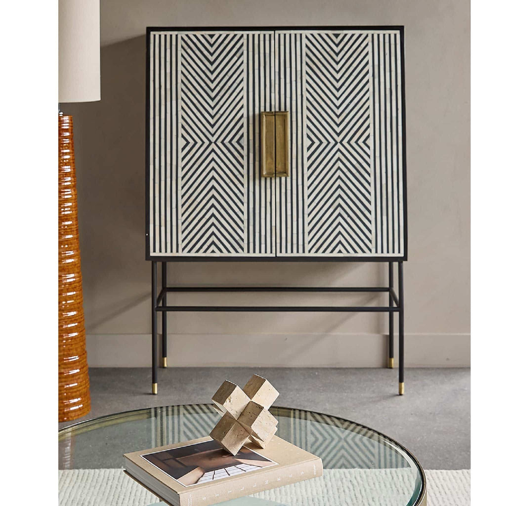 Delaney Bone Inlay Tall Storage Cabinet