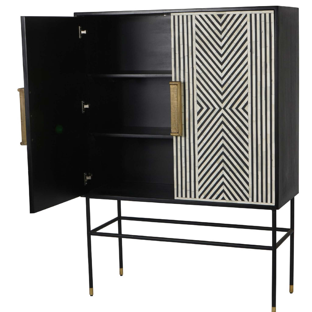 Delaney Bone Inlay Tall Storage Cabinet