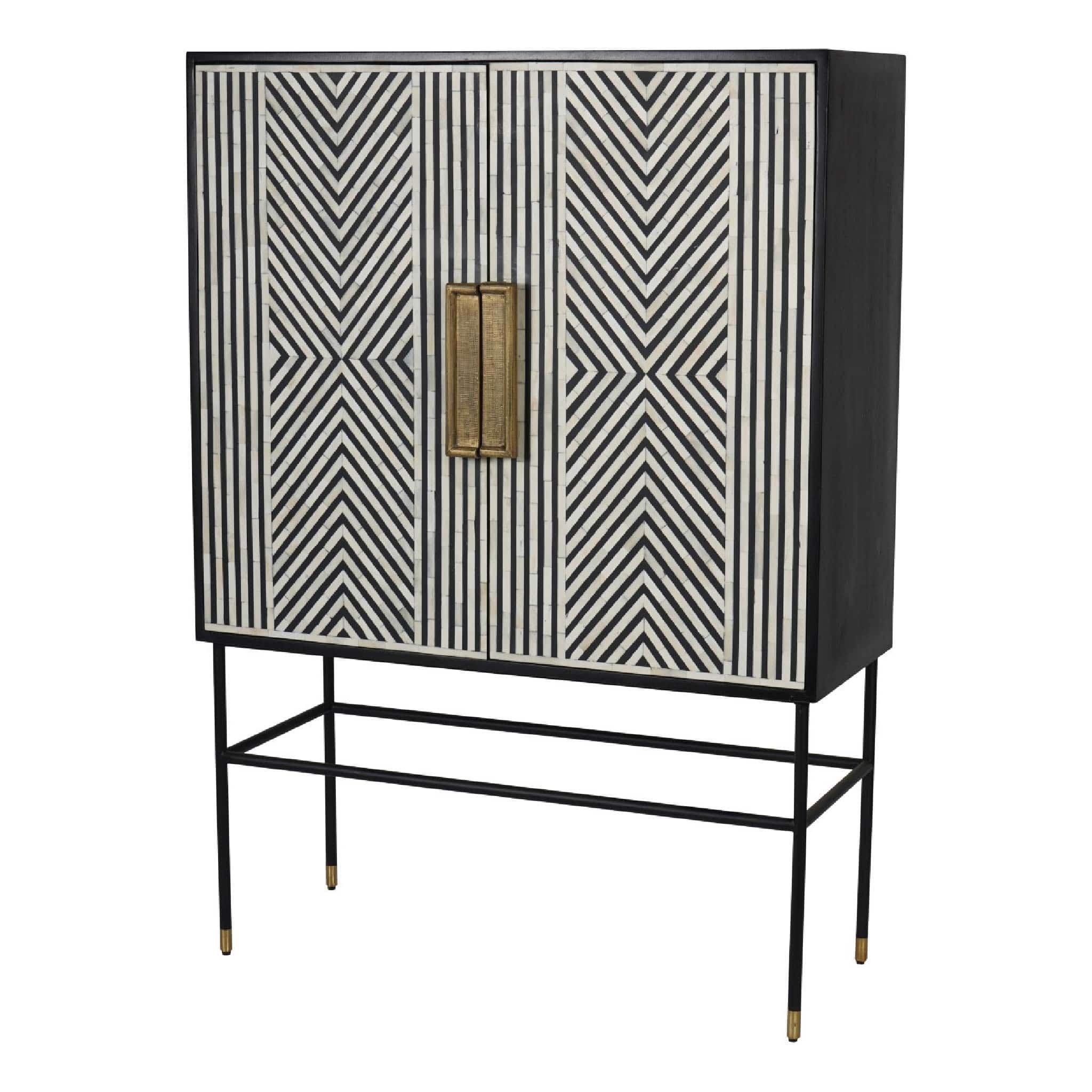 Delaney Bone Inlay Tall Storage Cabinet