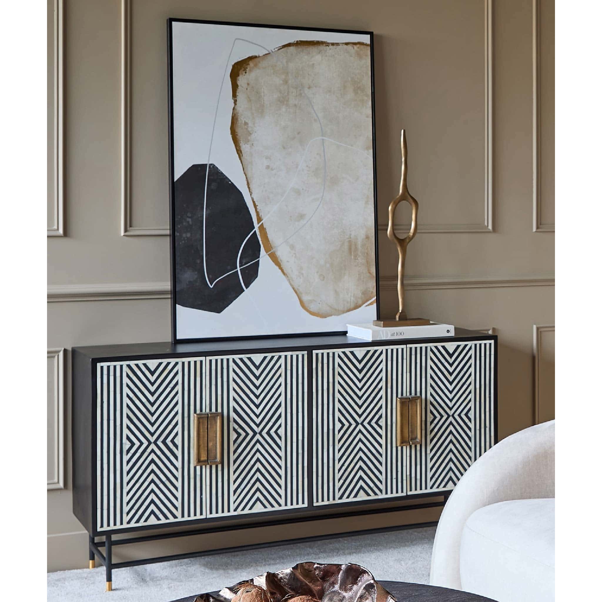 Delaney Bone Inlay Four Door Buffet Cabinet