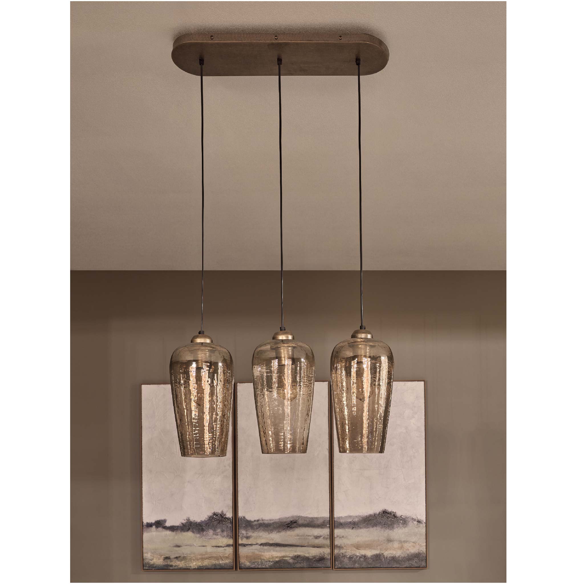 Belgrove 3 Light Linear Glass Pendant