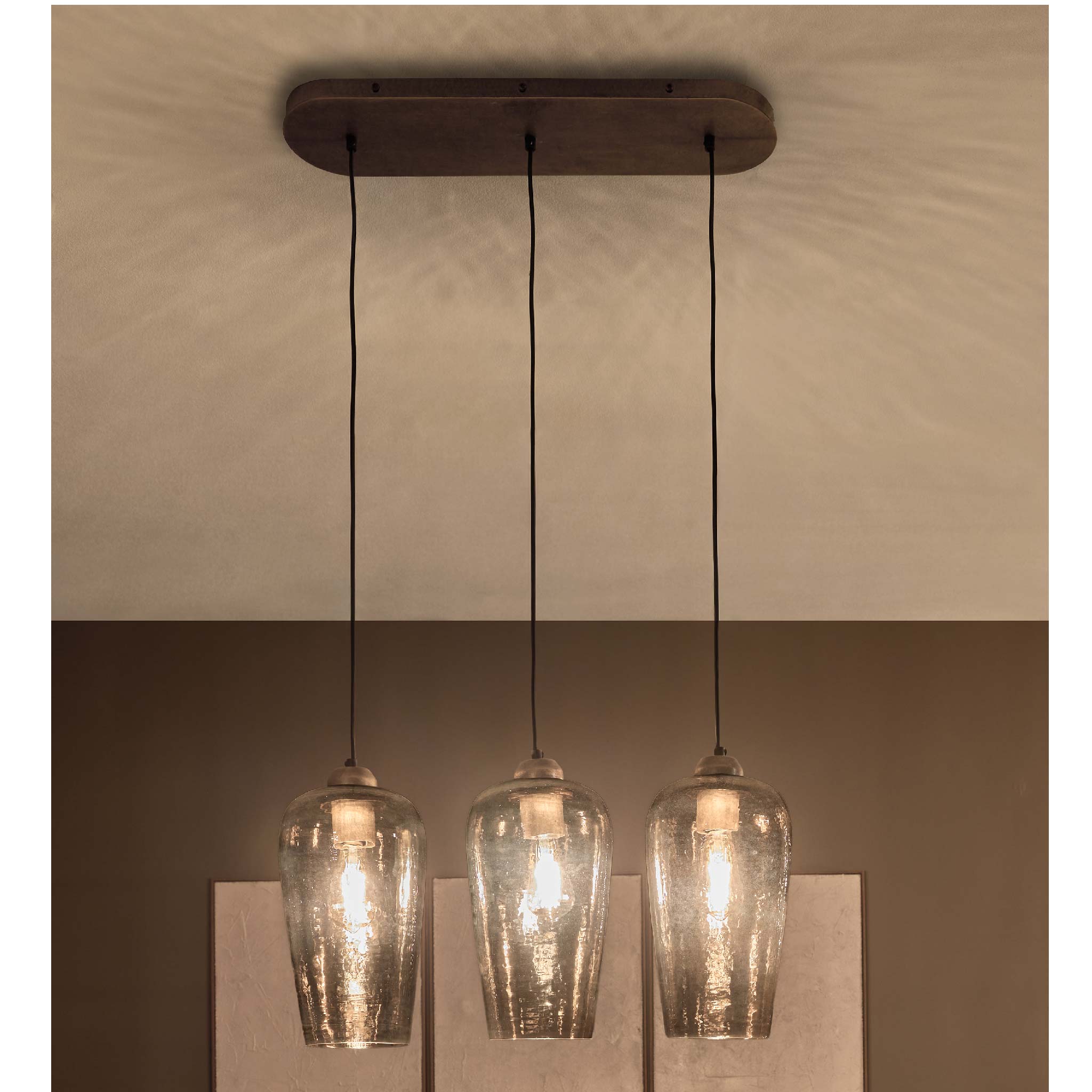 Belgrove 3 Light Linear Glass Pendant