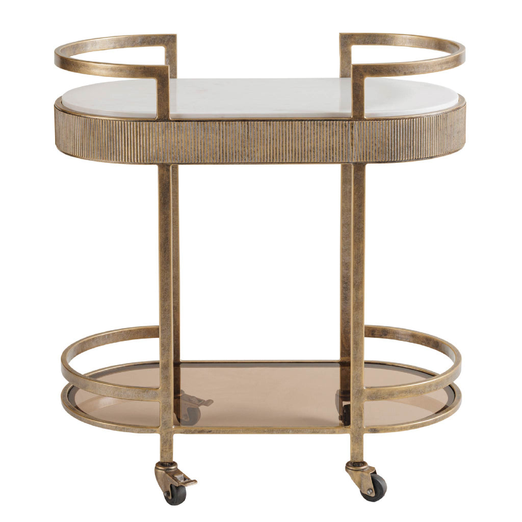 Libra Interiors Belvedere Aged Gold & Marble Stylish Drinks Trolley