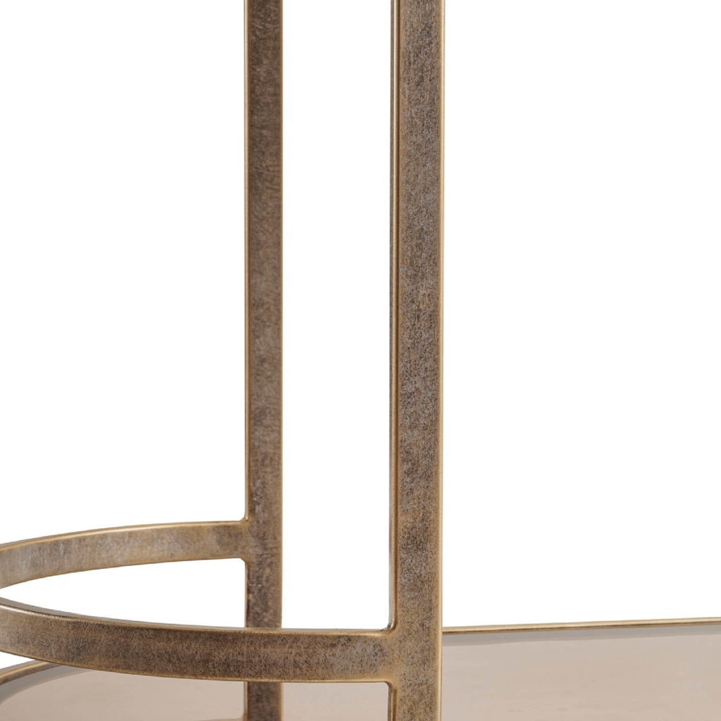 Libra Interiors Belvedere Aged Gold & Marble Stylish Drinks Trolley