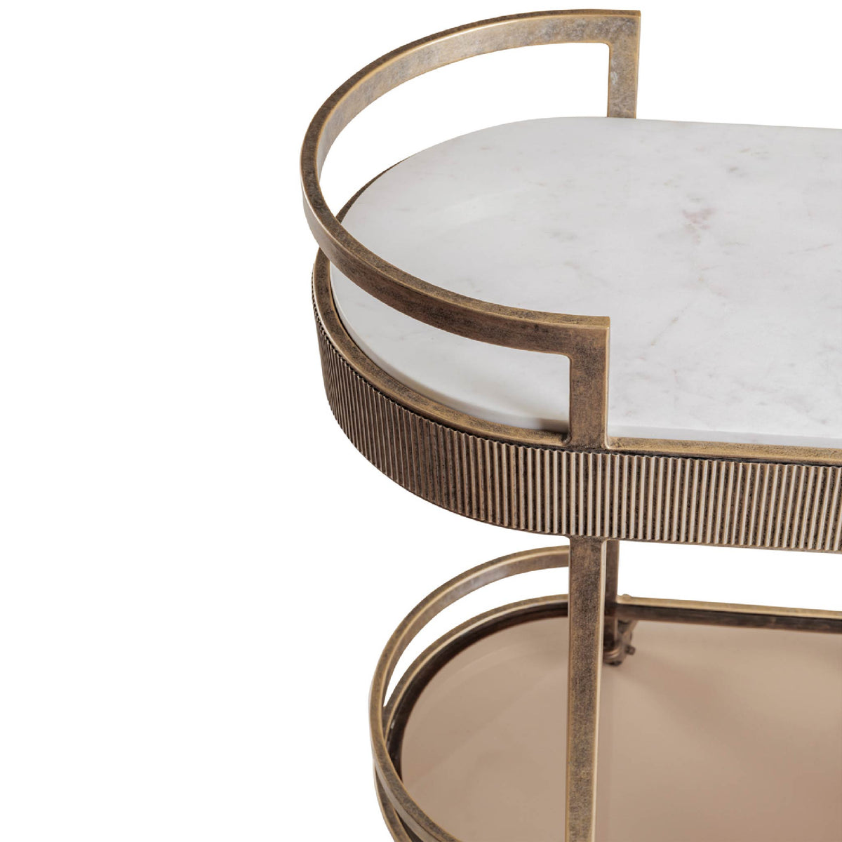 Libra Interiors Belvedere Aged Gold & Marble Stylish Drinks Trolley