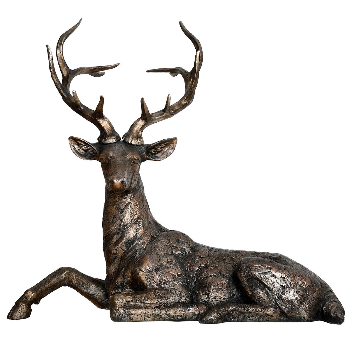 Ewan Regal Lying Down Metallic Stag Sculpture