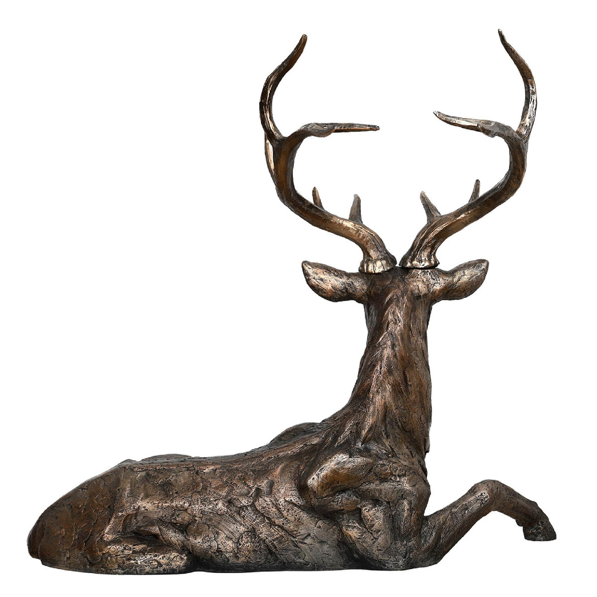 Ewan Regal Lying Down Metallic Stag Sculpture