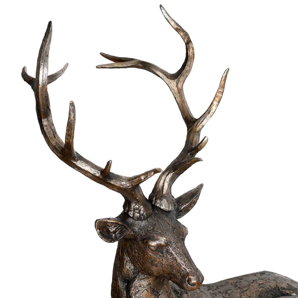 Ewan Regal Lying Down Metallic Stag Sculpture