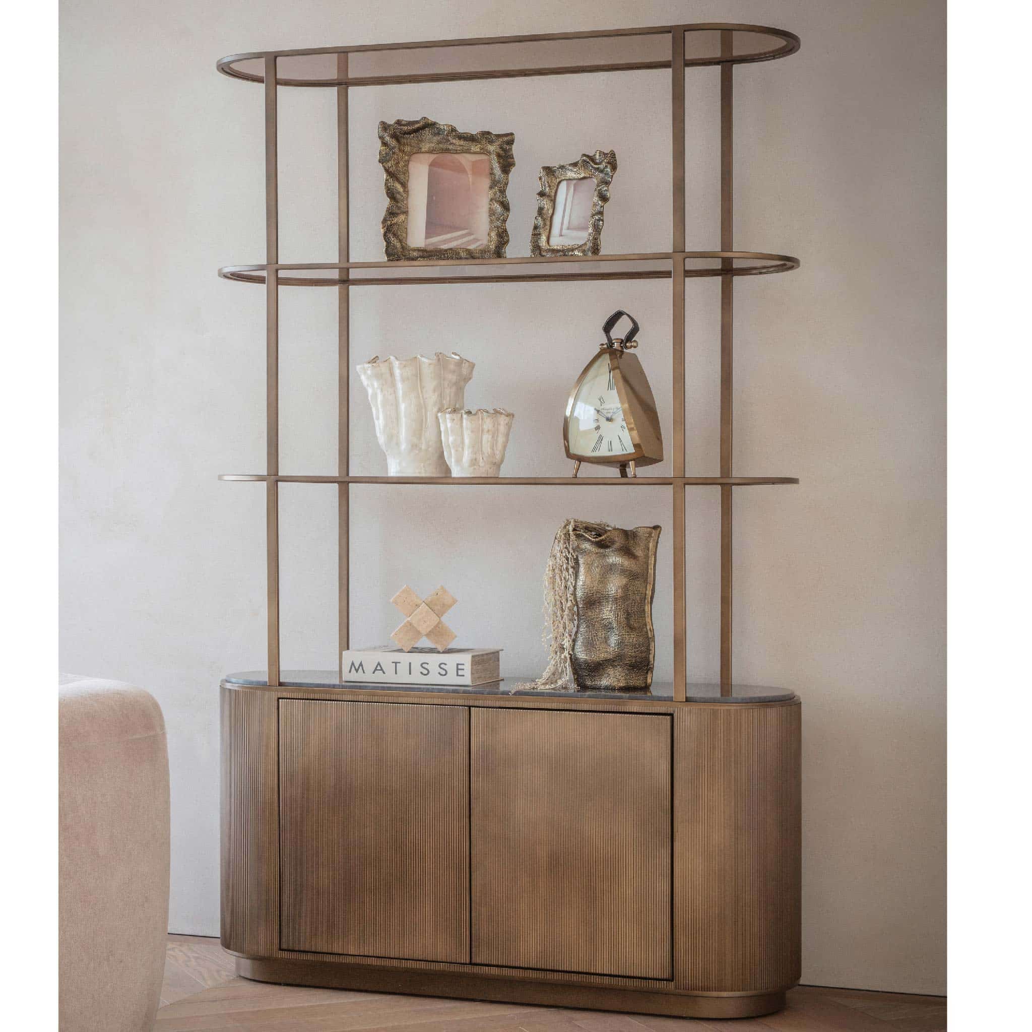 Belvedere Royal Gold Shelving Unit With Storage