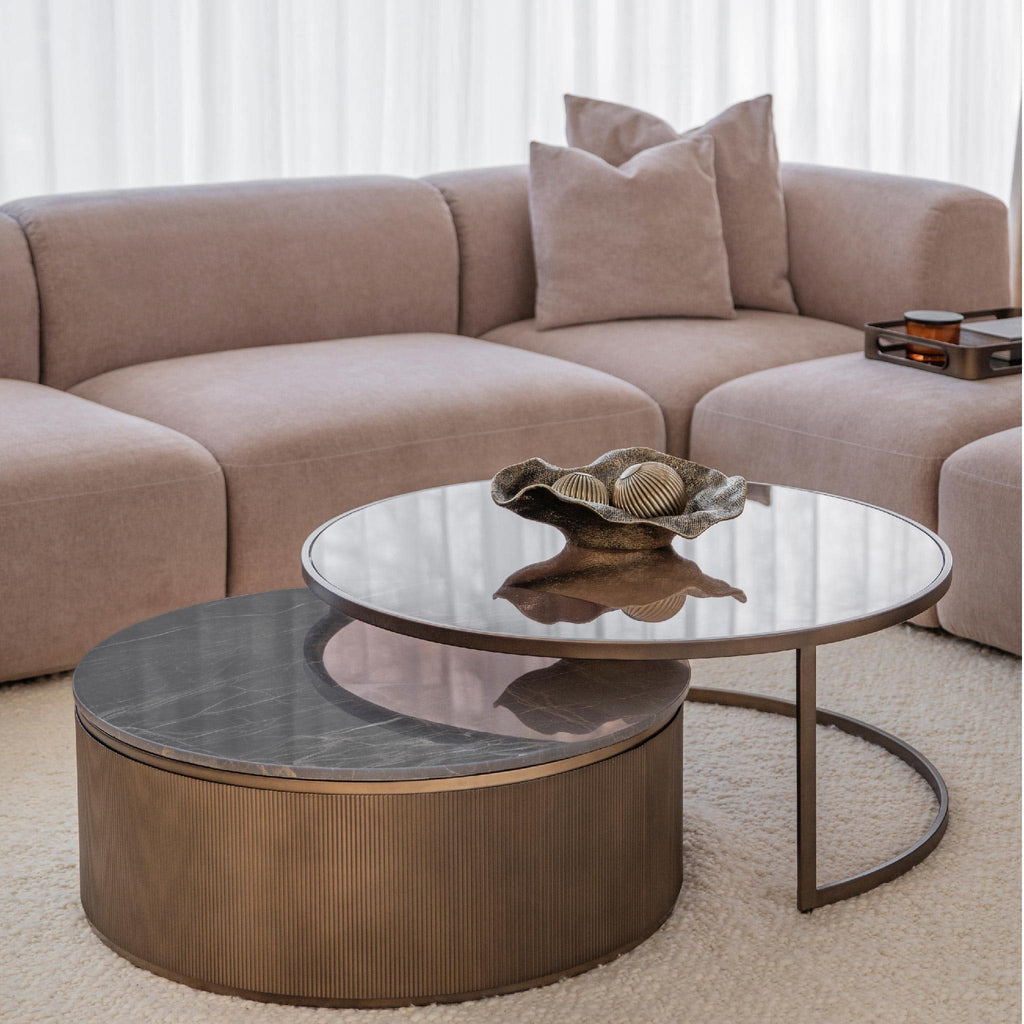 Belvedere Royal Gold Set of 2 Nesting Coffee Tables