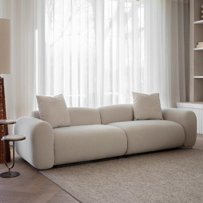 Limewood 3 Seater Sofa and Cushions in Warm Stone